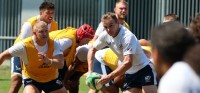 New scrum half Mick McCarthy spins the ball. Calder Cahill photo.