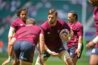 Warming up against England in 2020. Ian Muir photo.