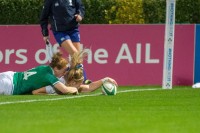 Elizabeth Cairns scores one of the three tries the USA scored vs Ireland—only two were allowed. Ian Muir photo.