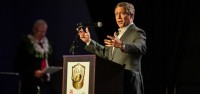 Bob Latham gives his speech. Photo Wade Bricknell.