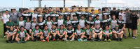 Woodlands and Aztecas players pose together. Richard Clarke photo.