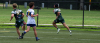 King goes in for the try for Woodlands against KC.  Richard Clarke photo.