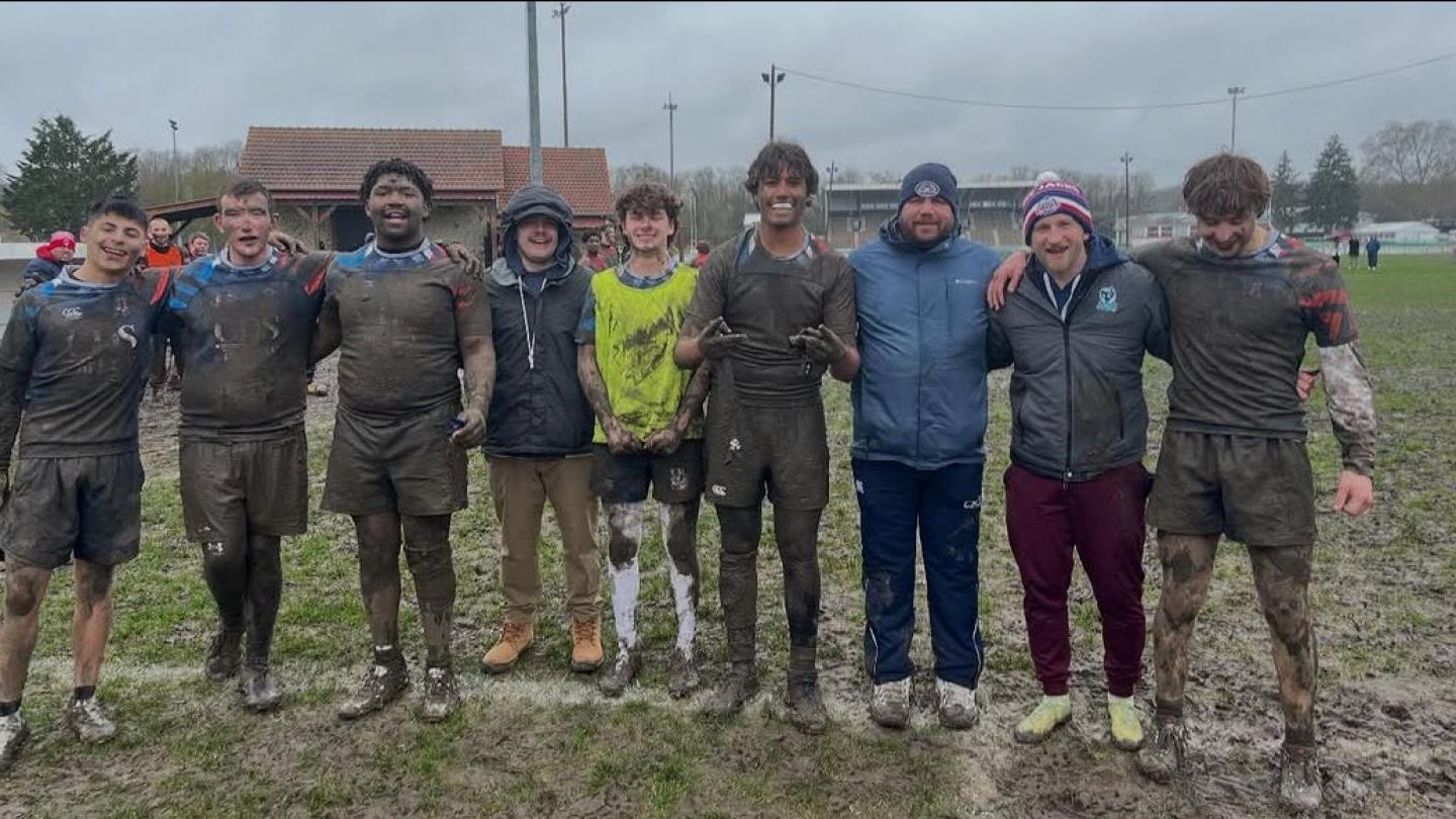 Mystic River gets muddy with Évreux AC Rugby in Évreux, France on tour with Irish Rugby Tours.