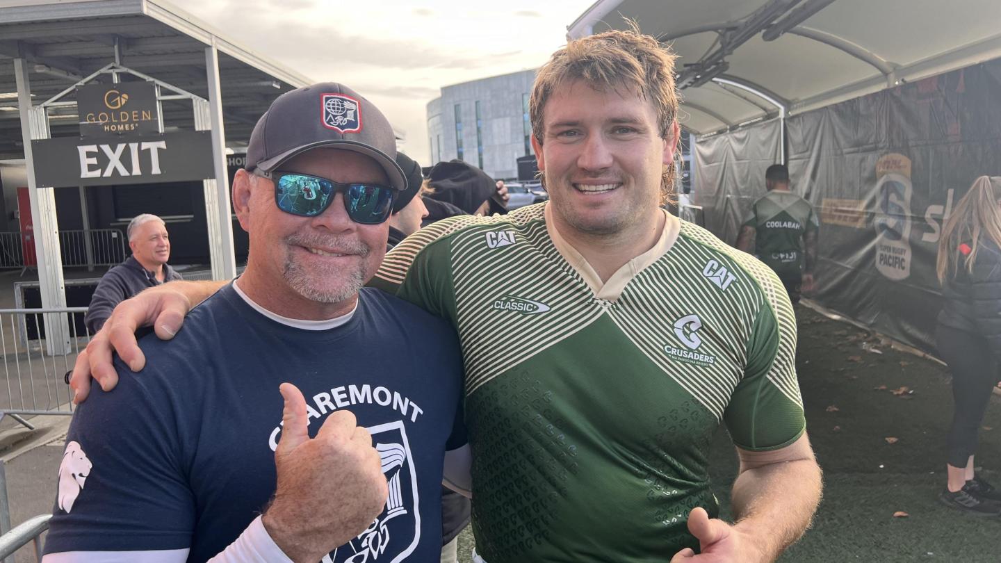 Scott Bracken with Crusaders star Ethan Blackadder.